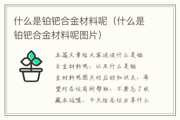 什么是铂钯合金材料呢（什么是铂钯合金材料呢图片）