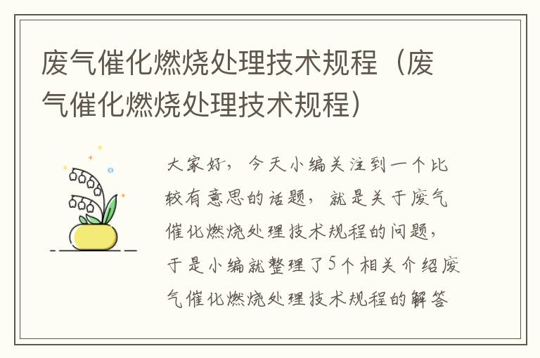 废气催化燃烧处理技术规程（废气催化燃烧处理技术规程）