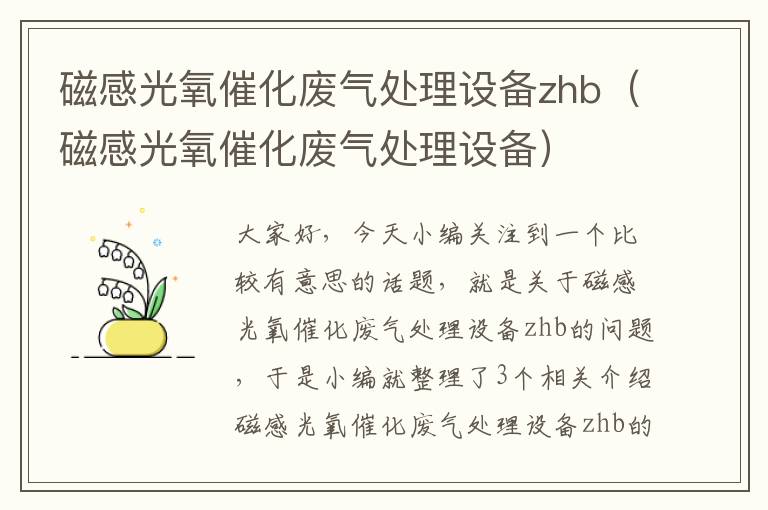 磁感光氧催化废气处理设备zhb（磁感光氧催化废气处理设备）