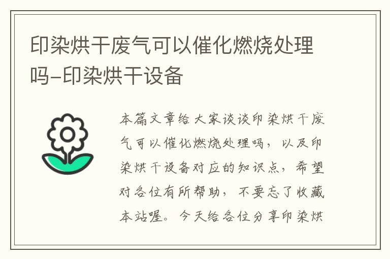 印染烘干废气可以催化燃烧处理吗-印染烘干设备