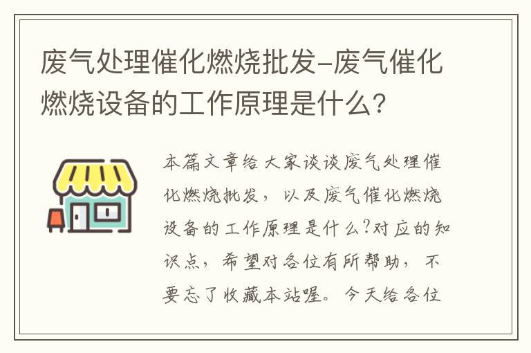 废气处理催化燃烧批发-废气催化燃烧设备的工作原理是什么?