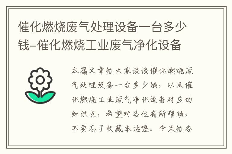 催化燃烧废气处理设备一台多少钱-催化燃烧工业废气净化设备