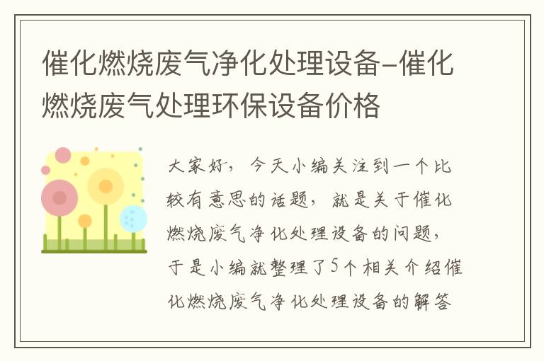 催化燃烧废气净化处理设备-催化燃烧废气处理环保设备价格