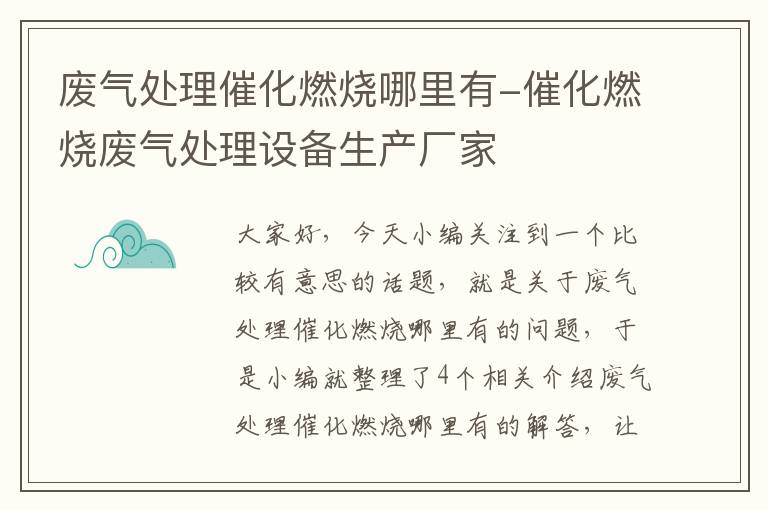 废气处理催化燃烧哪里有-催化燃烧废气处理设备生产厂家