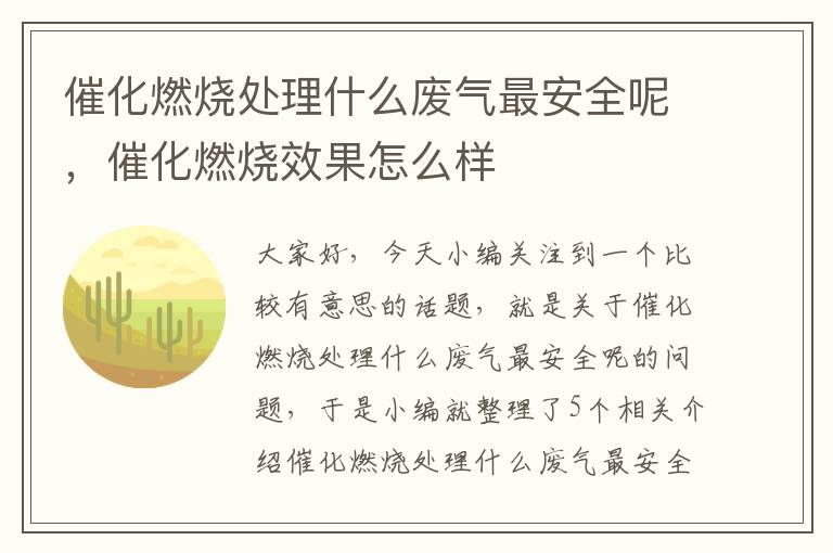 催化燃烧处理什么废气最安全呢，催化燃烧效果怎么样