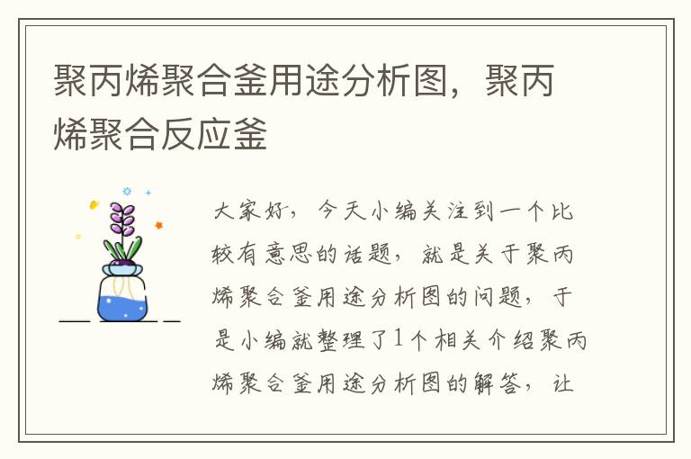 聚丙烯聚合釜用途分析图，聚丙烯聚合反应釜