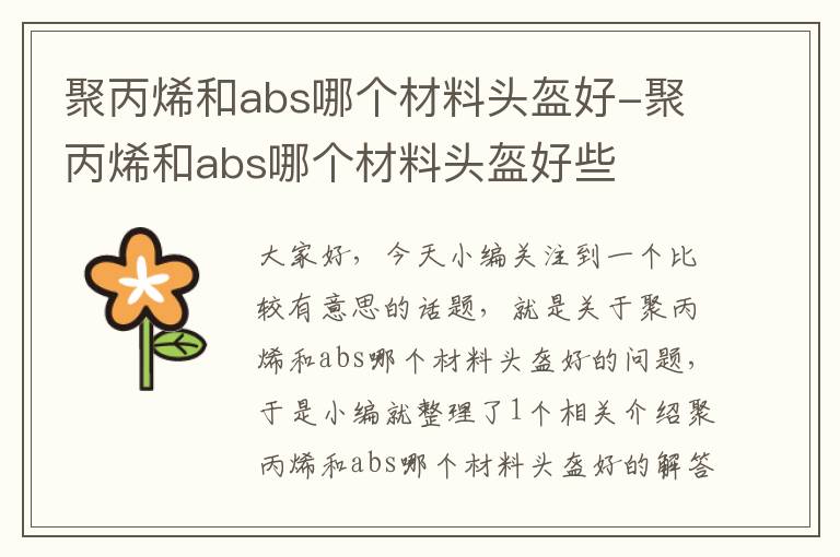 聚丙烯和abs哪个材料头盔好-聚丙烯和abs哪个材料头盔好些