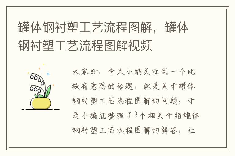 罐体钢衬塑工艺流程图解，罐体钢衬塑工艺流程图解视频