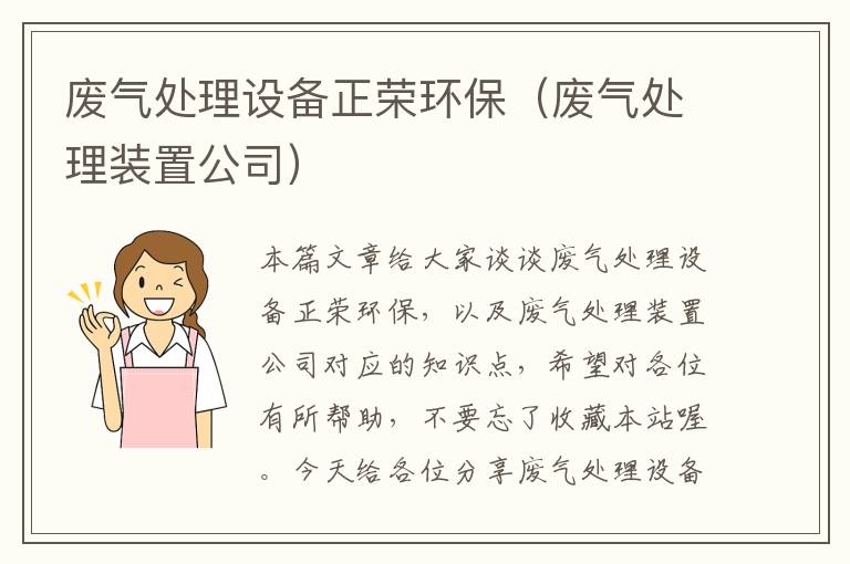 废气处理设备正荣环保（废气处理装置公司）