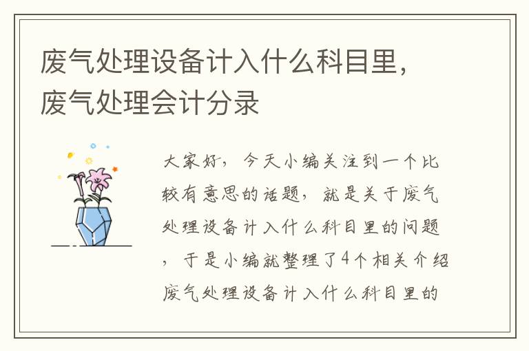 废气处理设备计入什么科目里，废气处理会计分录