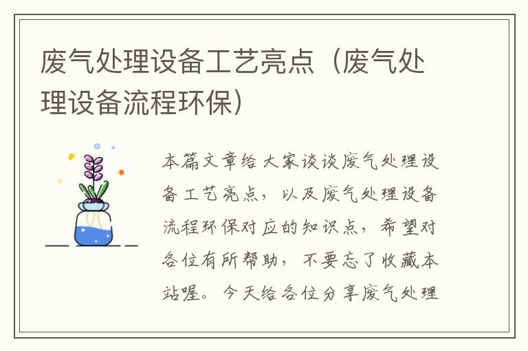 废气处理设备工艺亮点（废气处理设备流程环保）