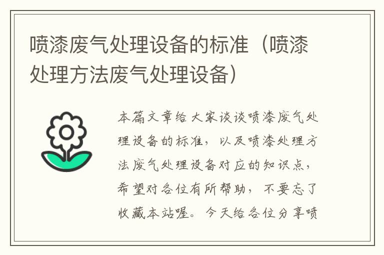 喷漆废气处理设备的标准（喷漆处理方法废气处理设备）