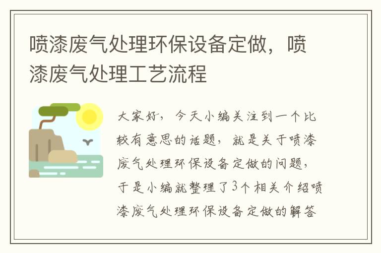 喷漆废气处理环保设备定做，喷漆废气处理工艺流程