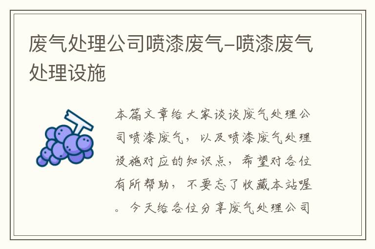 废气处理公司喷漆废气-喷漆废气处理设施