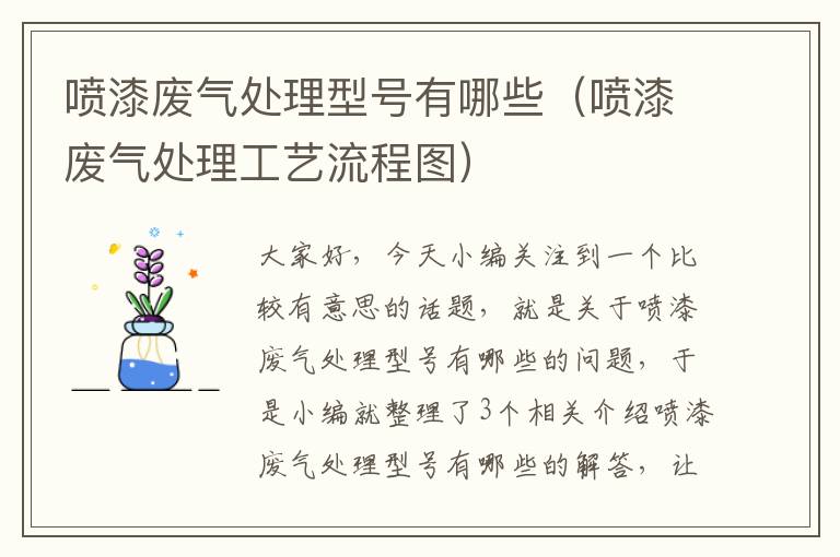 喷漆废气处理型号有哪些（喷漆废气处理工艺流程图）