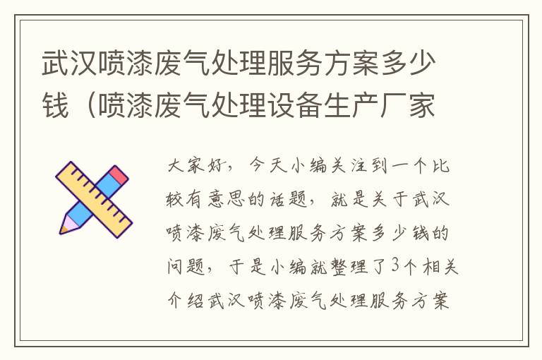 武汉喷漆废气处理服务方案多少钱（喷漆废气处理设备生产厂家?）